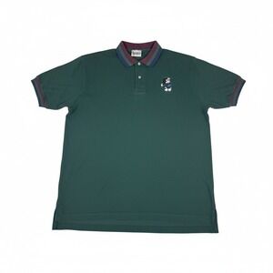 Vintage Disney World 90s Mickey Golf Polo Shirt Mens Large L Green ColorBlock SS